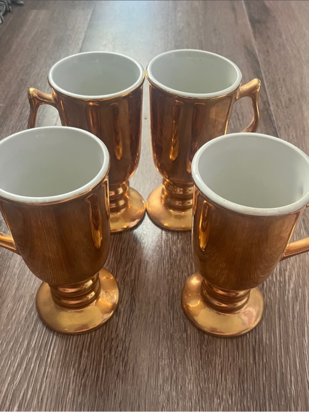 Copper-Tone Pedestal Mug - Set of 4
